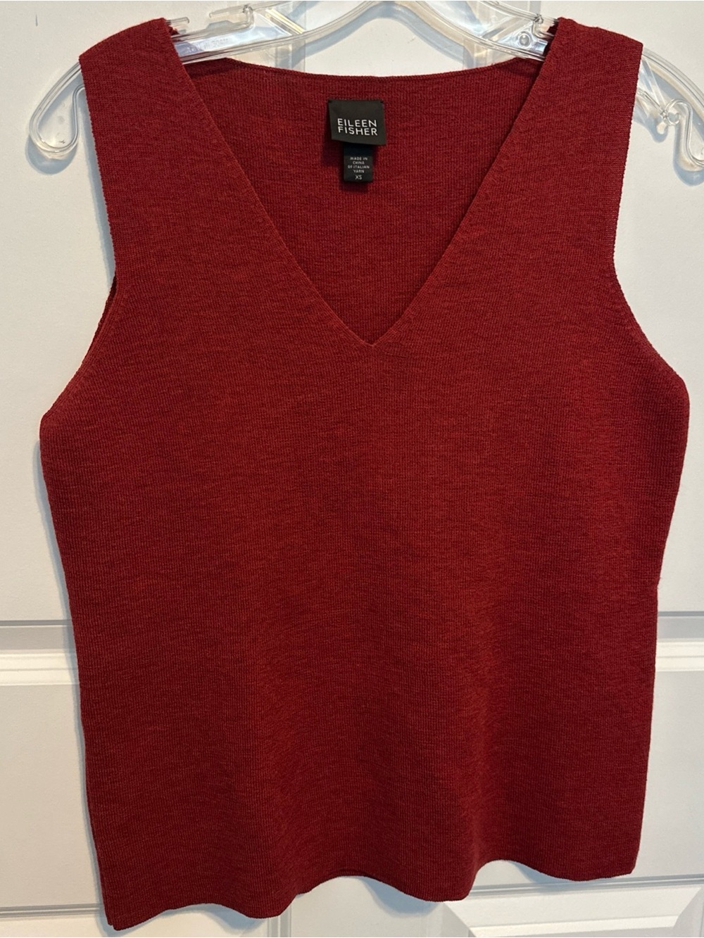 Eileen Fisher Women’s 100% Italian Wool Sleeveless Base Layer Top Red Sz XS